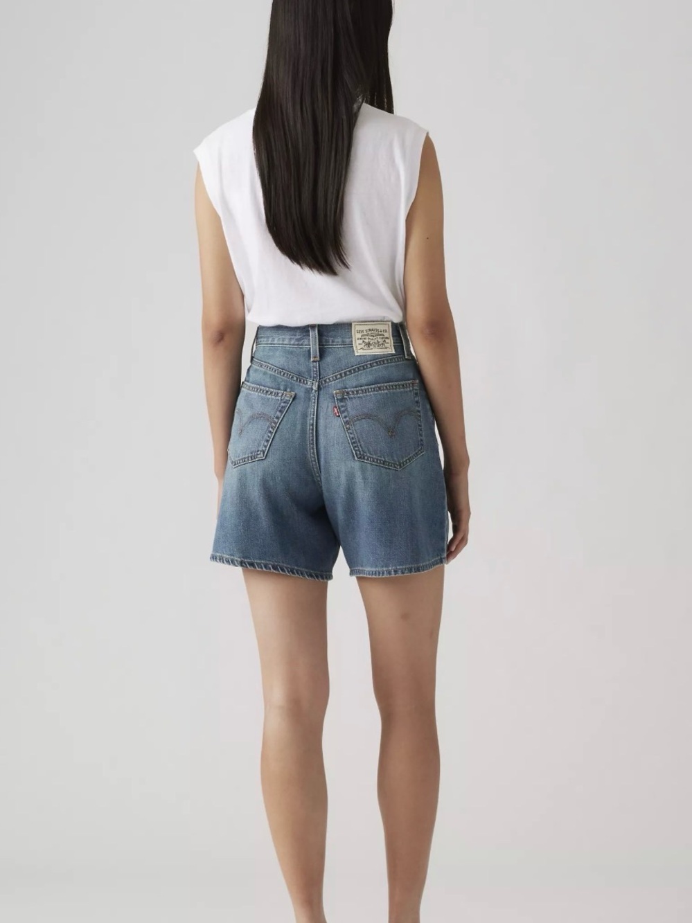 Levi's® Premium HIGH RISE BAGGY LINEN+ DENIM LIGHTWEIGHT WOMEN'S SHORTS Size 25 - Picture 2 of 8